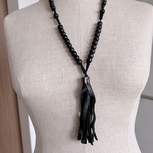 One of a kind BEADED & LEATHER necklace